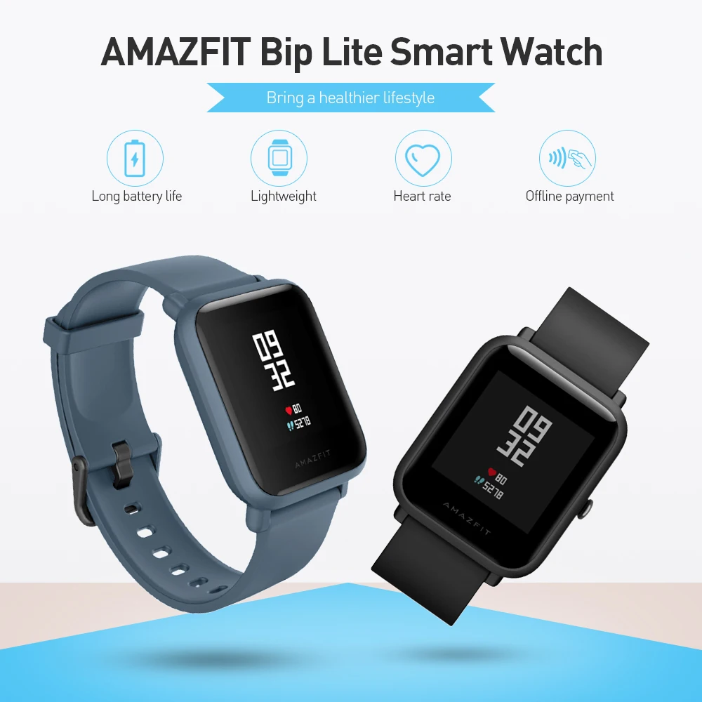 Смарт-часы AMAZFIT Bip Lite, несколько видов спорта, глобальная версия, режим ожидания на 45 дней, монитор сердечного ритма, фитнес-трекер