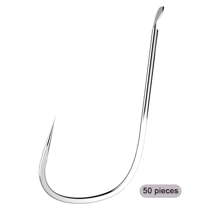 

50pcs Fishing Hooks Set Carbon Steel Non-barb Fishing Hook Flat Fishing NO Barb Carp Hooks Fishing Tackle Accessories