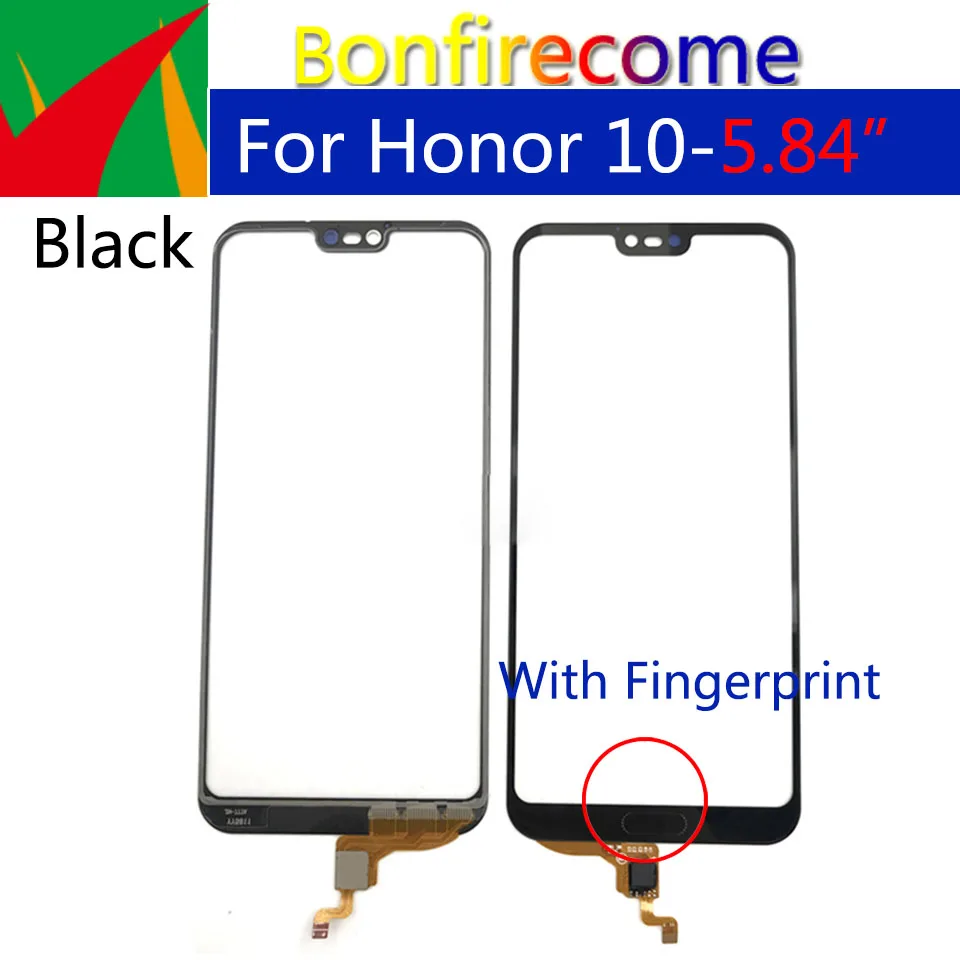 5PcsLot For Huawei Honor 10 COL-L29 Touch Screen Panel Sensor Digitizer With Fingerprint Front Glass Outer Replacement