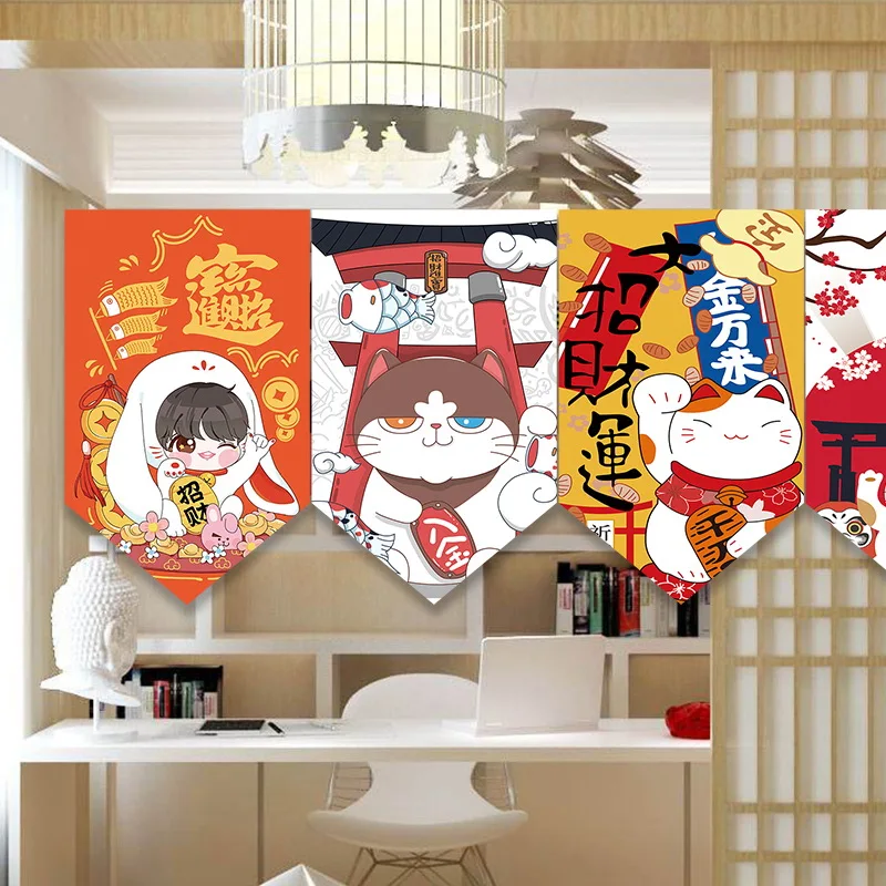Треугольная занавеска Lucky Cat в японском стиле декоративная для суши ресторана