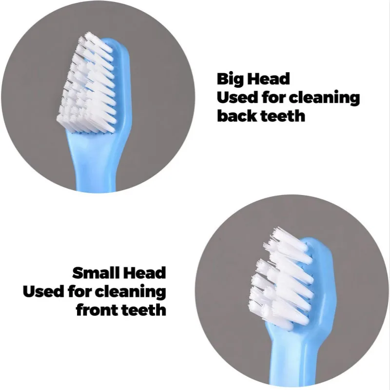 Двухсторонняя зубная щетка для собак 2 шт. Мягкая с длинной ручкой домашних