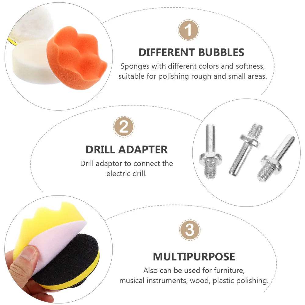 

25pcs Drill Buffing Sponge Pads Polishing Pads Kit for Car Polisher Sanding