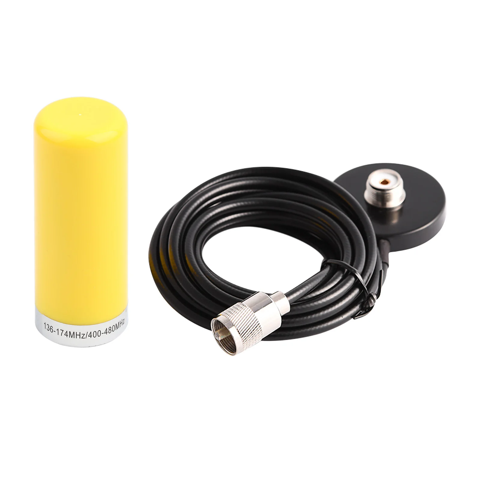 

VHF / UHF Dual-Band Vehicle Mobile Radio Antenna with Magnetic Mount Base Cable Yellow