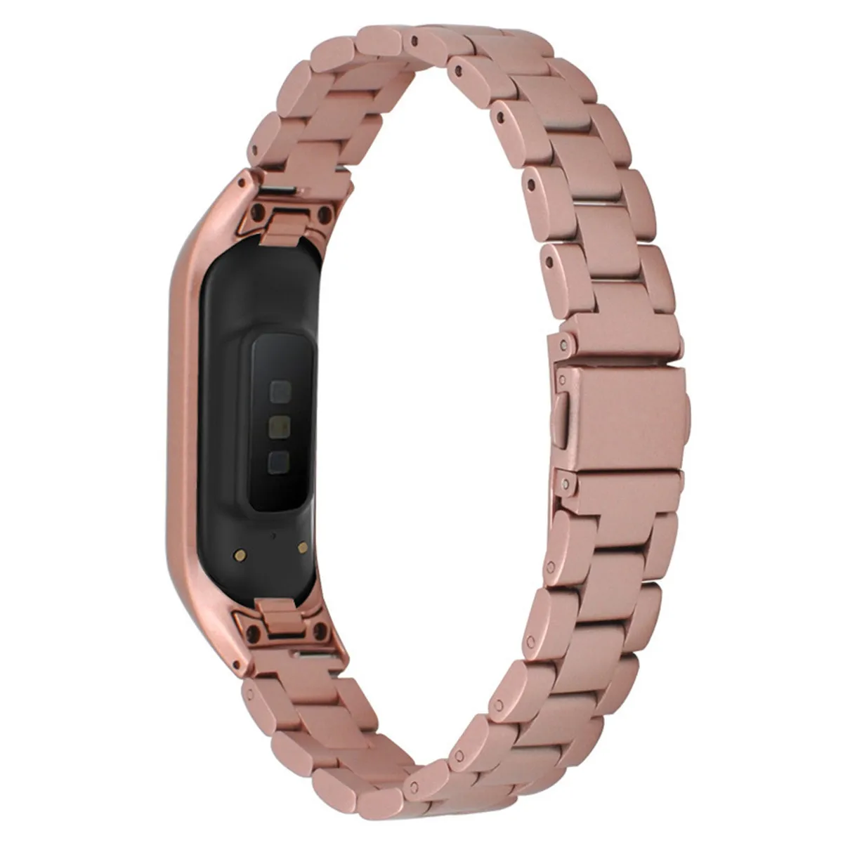 

For Samsung Galaxy Fit-e/SM-R375 Three Beads Stainless Steel Jewelry Buckle Metal Strap