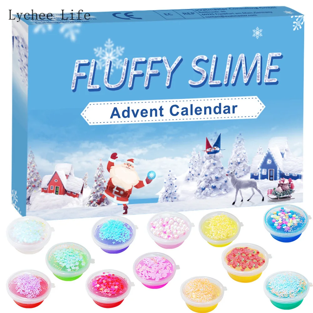 

Lychee Life 24Pcs/lot Advent Calendar Christmas Countdown Gifts Christmas Crystal Mud Toys Diy Scrapbooking Handmade Tools