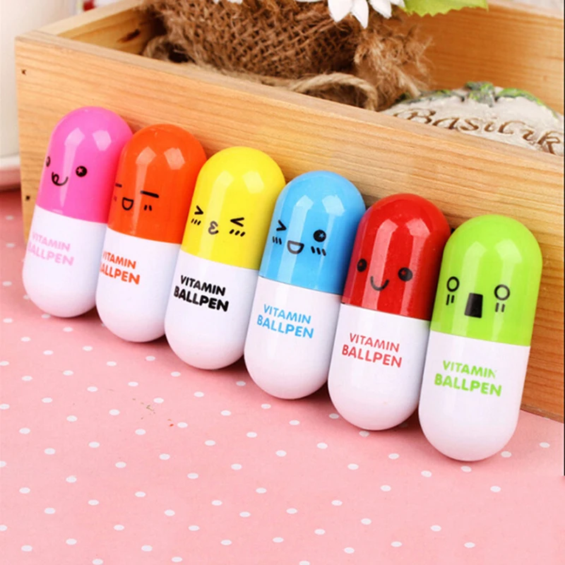 

6Pcs/lot Ball Pen Pill Ballpoint Pen School Stationery Set Office Accessories Drawing Pen Tools Office School Supplies