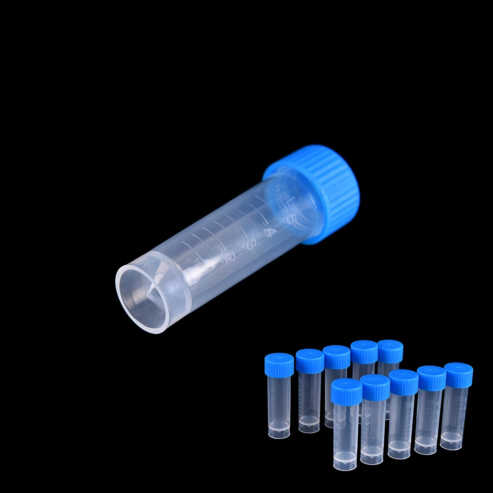 

100pcsx 5ml Chemistry Plastic Test Tubes Vials Seal Caps Pack Container for Office School Chemistry Supplies