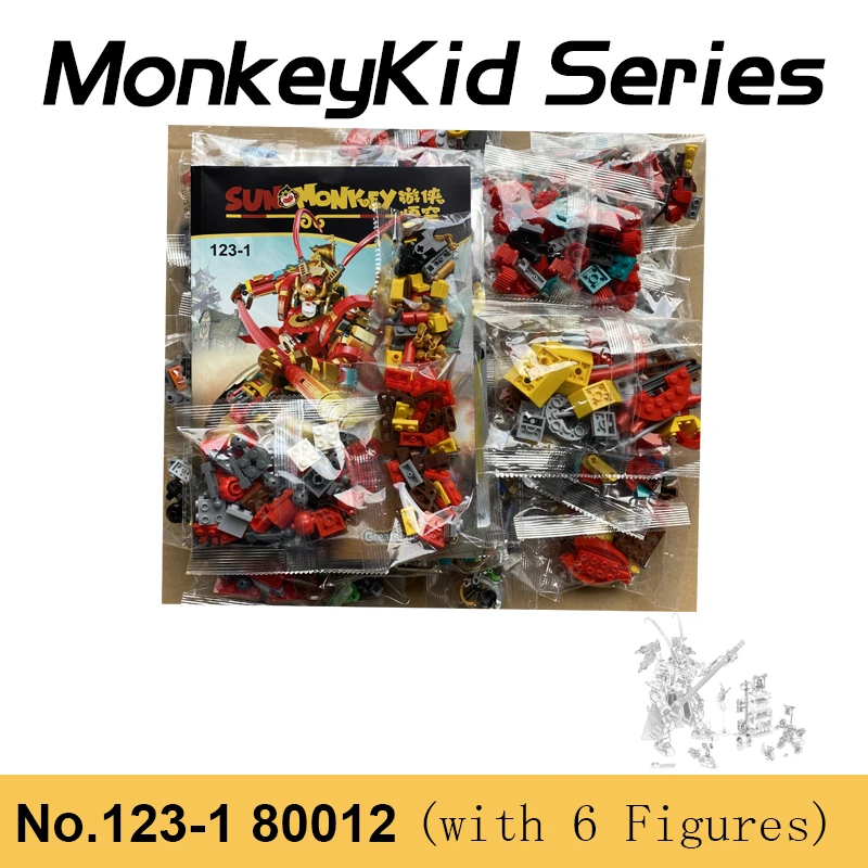 

MonkeyKid серия Wukong King 80012 Обезьяна Король воин механический конструктор классическая модель фильма игрушки для мальчиков рождественские подар...