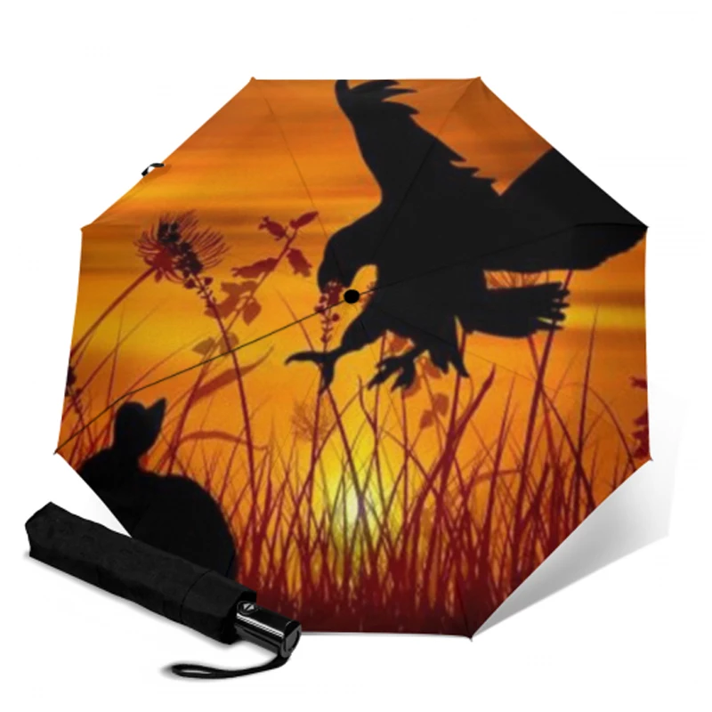 Складной зонт с автоматическим открыванием и закрытием для путешествий принтом