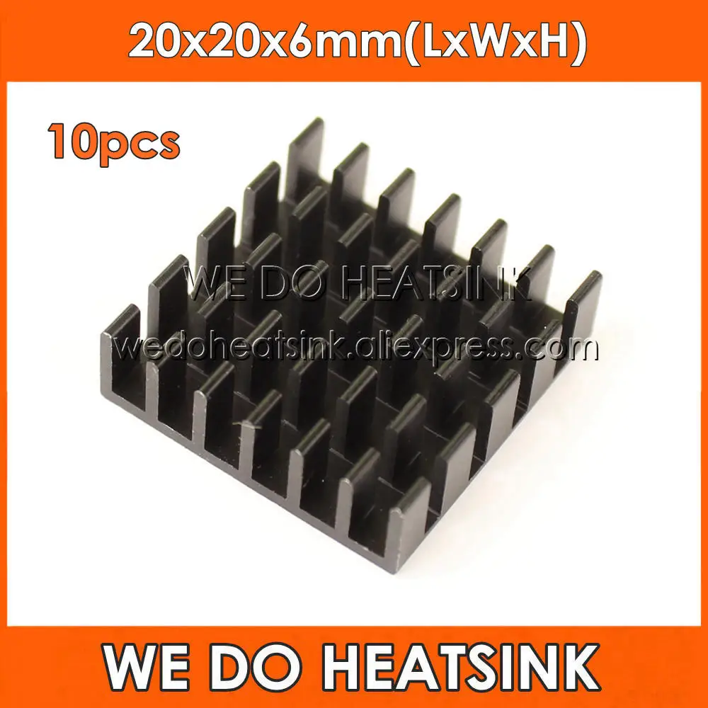 WE DO HEATSINK 10pcs 20x20x6mm Power Radiator Heat Sinks Black Anodized For CPU and Metal Ceramic BGA Packages and PC