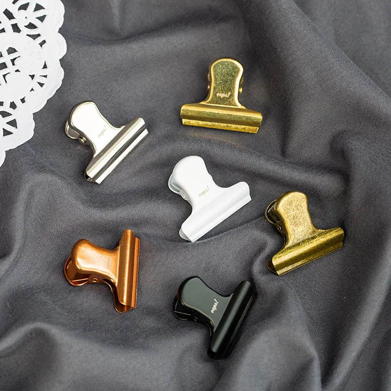 

1Pc Kawaii Cute 6 Colors Retro Colors Gold Sliver Small Mini Binder Clips School Office Supplies Study Binder Clips n1236