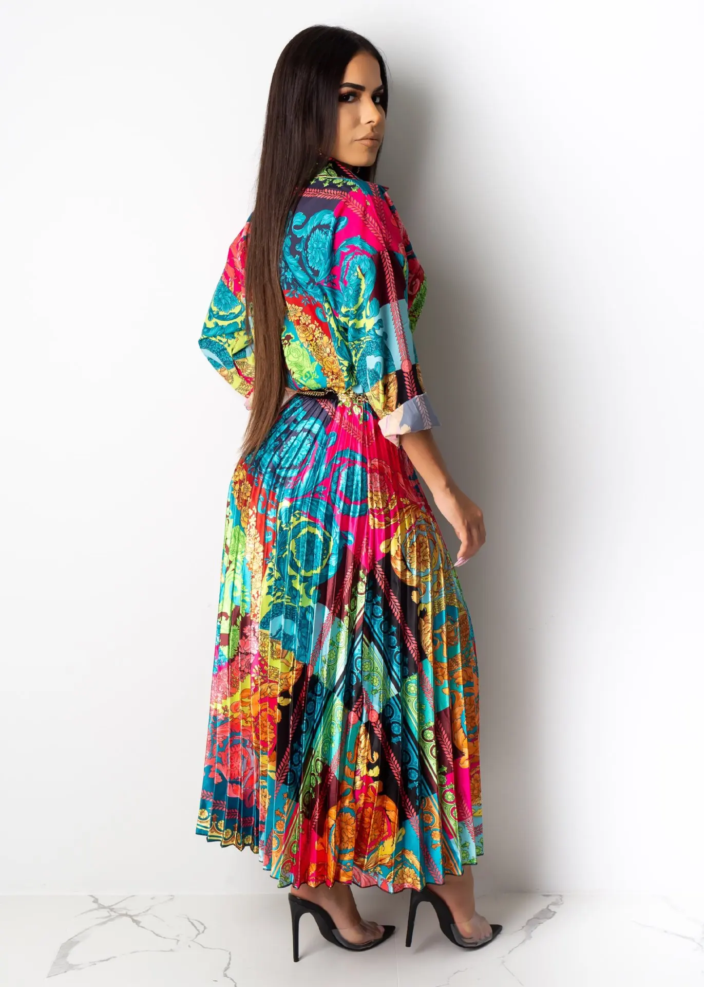 Женский элегантный костюм из двух предметов блузка с длинным рукавом и отложным