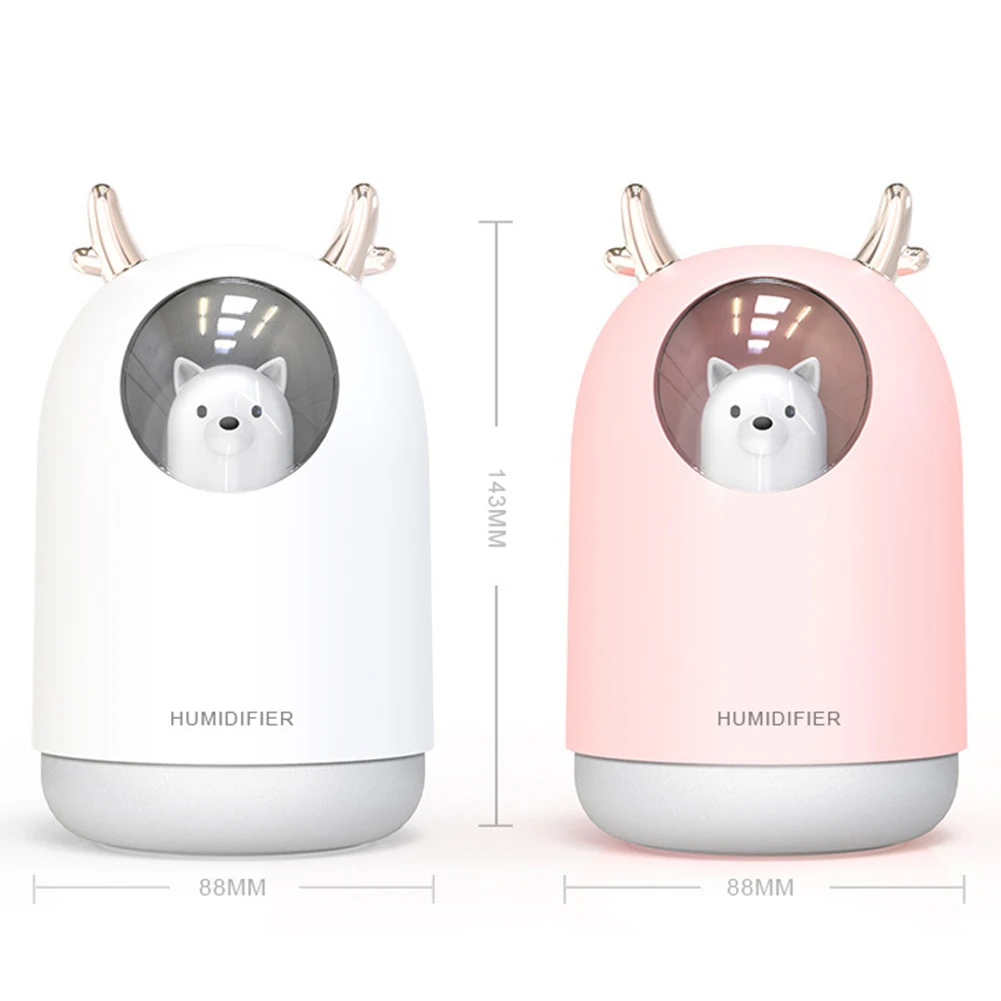 300ml Deer USB Portable Home Office Car LED Light Ultrasonic Cool Mist Lamp Humidifier Diffuser can deeply moisturizing | Красота и