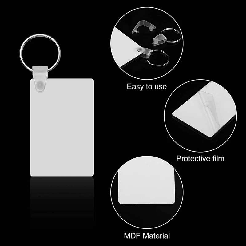 

64 Pcs Sublimation Blank Keychain Double-Side Printed Heat Transfer Keychain DIY MDF Blank Keychain for Graduation Day