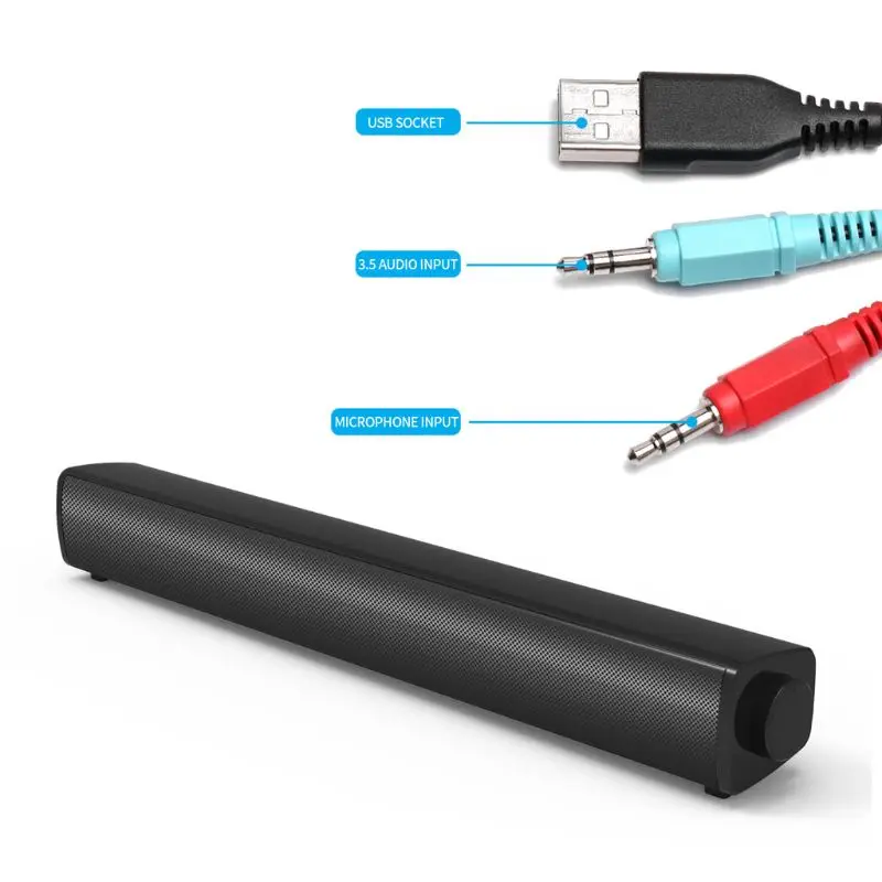 

R58B Universal 3.5mm Computer Spearkers USB Powered Sound Bar Speaker With Mic for Desktop PC Laptop Mobile Phone Tablet MP3 MP4