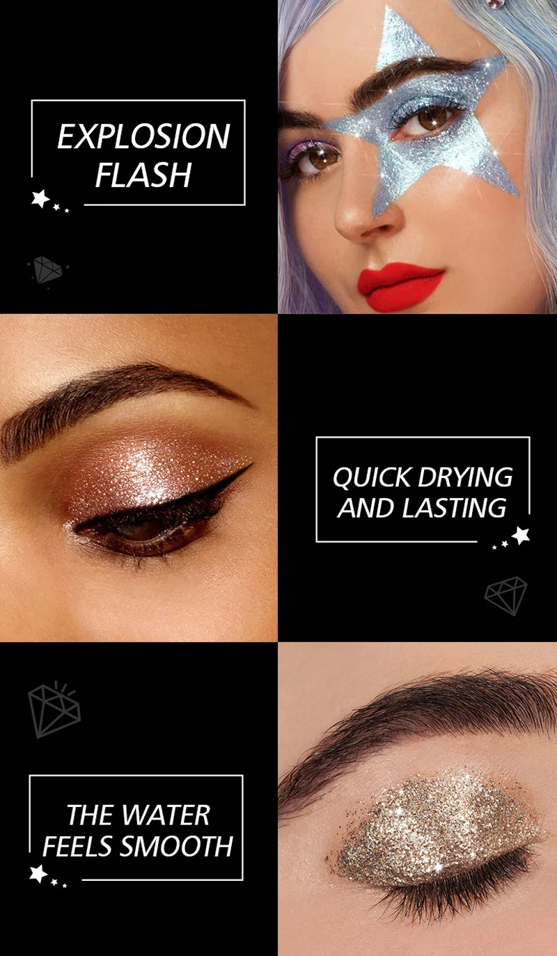 

10pcs/box Diamond Liquid Eyeshadow Set With Gift Box Sparkling Pearlescent Eye Shadow Long Lasting Moisturizing Eye Makeup TSLM2
