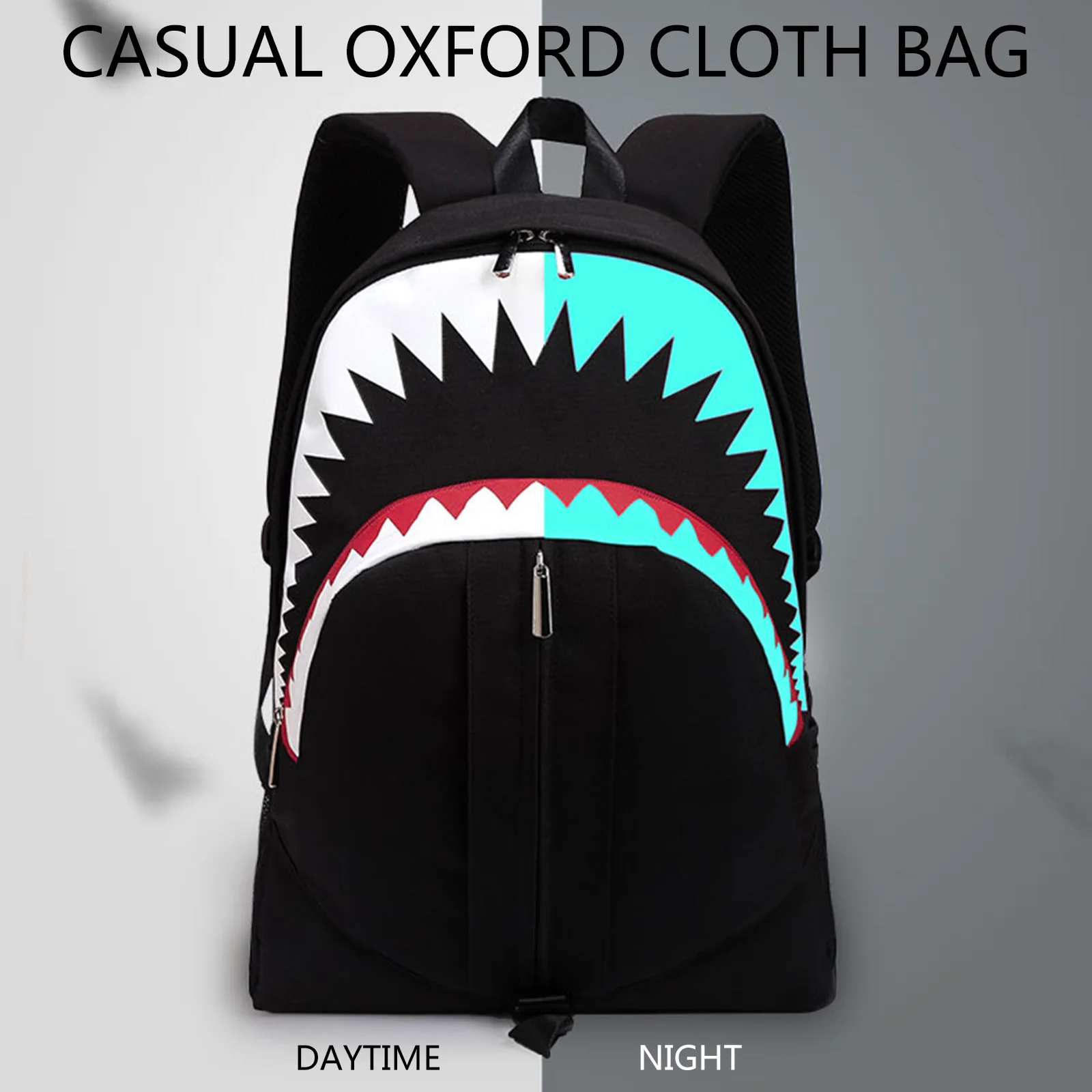 Фото Школьный рюкзак Shark Mouth-светящаяся сумка с USB-зарядкой для ноутбука нагрудная из