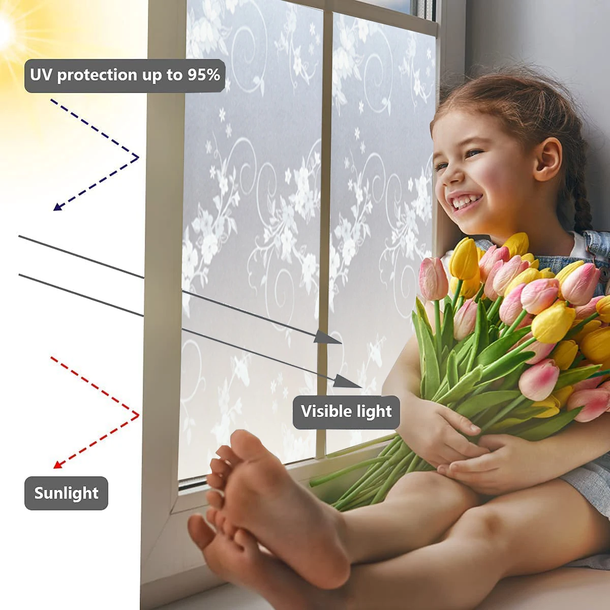 Матовая оконная 3D пленка YaJing виниловая самоклеящаяся для конфиденциальности