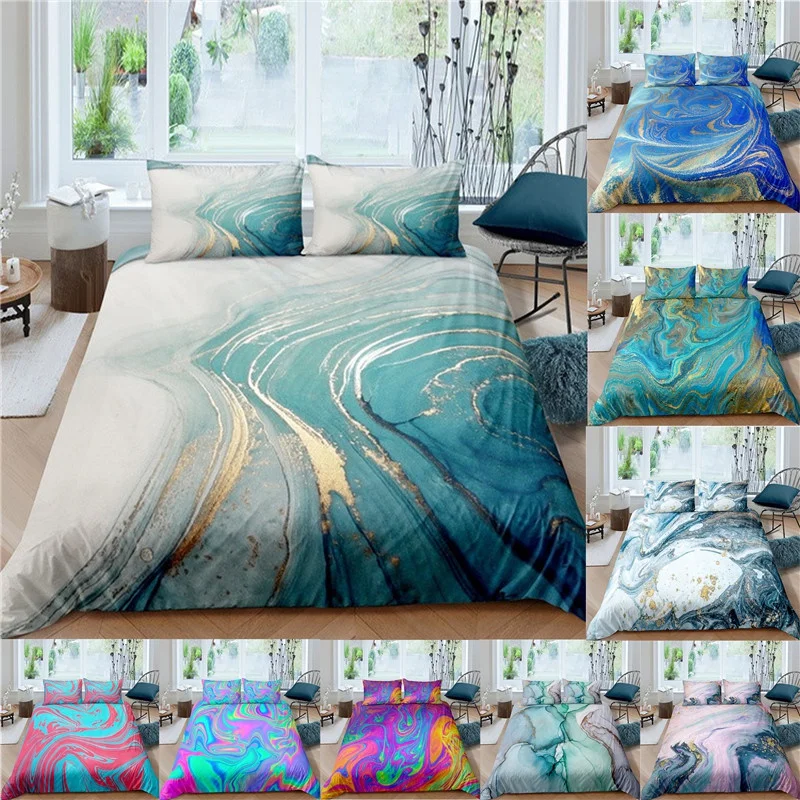 

Customed Bedding Set 3D Marble Print Quilt Covers Pillowcase No Bedsheet Bedclothes 240x220 Single Double Queen King Duvet Cover