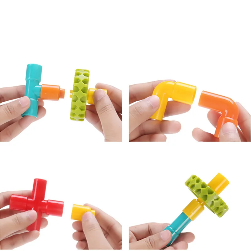 DIY трубопровод строительные блоки Красочные Образовательные водопроводные