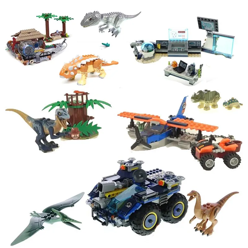 

Jurassic World Dinosaur Triceratops Pterosauria Tyrannosaurus Rex vs Ankylosaurus Building Block Bricks Toy for Children