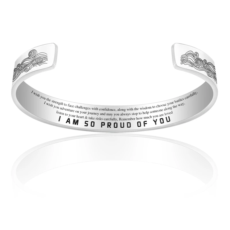 &quotЯ горжусь вами из титановой стали с рисунком в виде морских волн отпечатанный