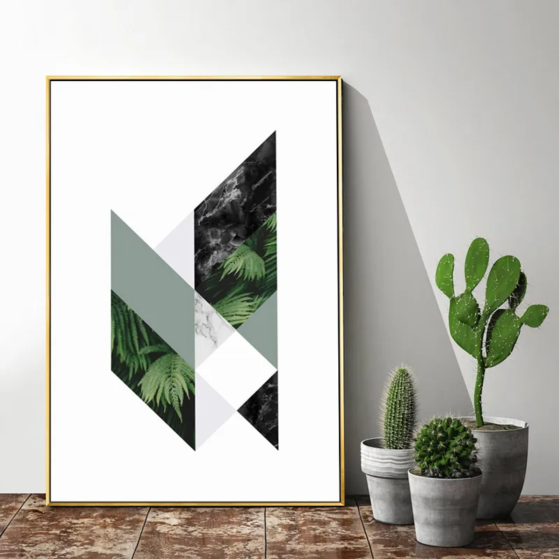 Скандинавская Минималистичная зеленая стена с листьями искусство резиновое