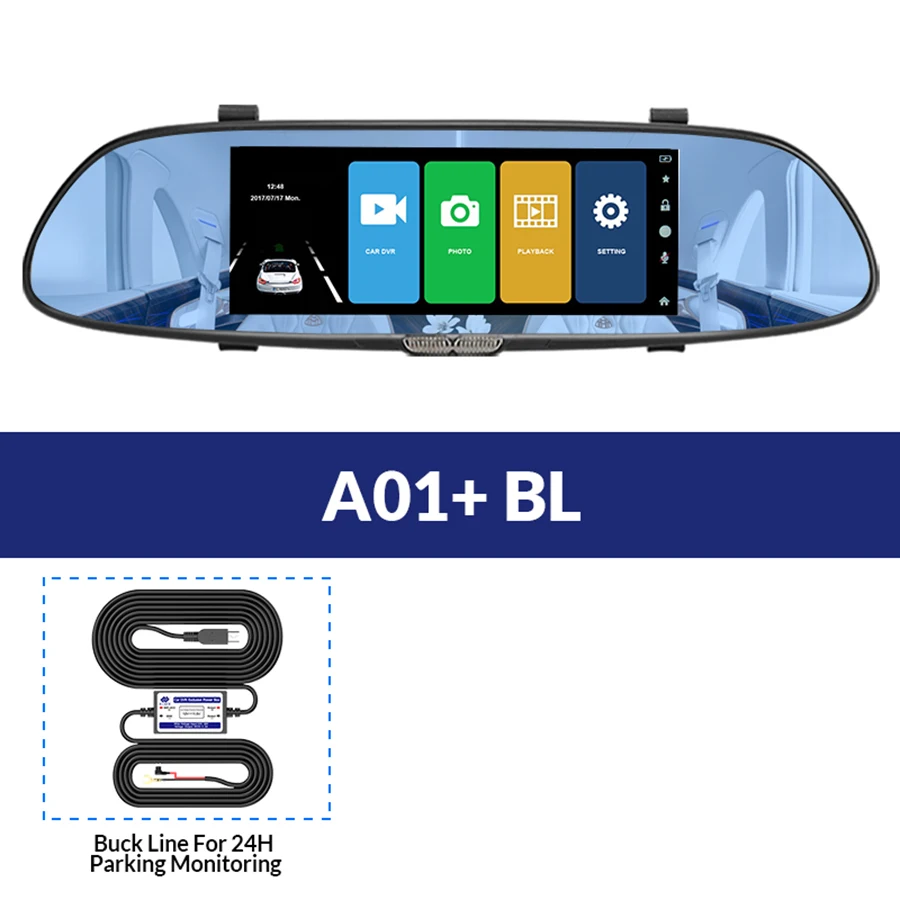 A01-BL E-ACE A01 Автомобильный видеорегистратор Full HD 1080P 7 дюймов ips сенсорный видеорегистратор камера с двумя объективами с камерой заднего вида Авто регистратор видеорегистратор - Название цвета: A01-BL