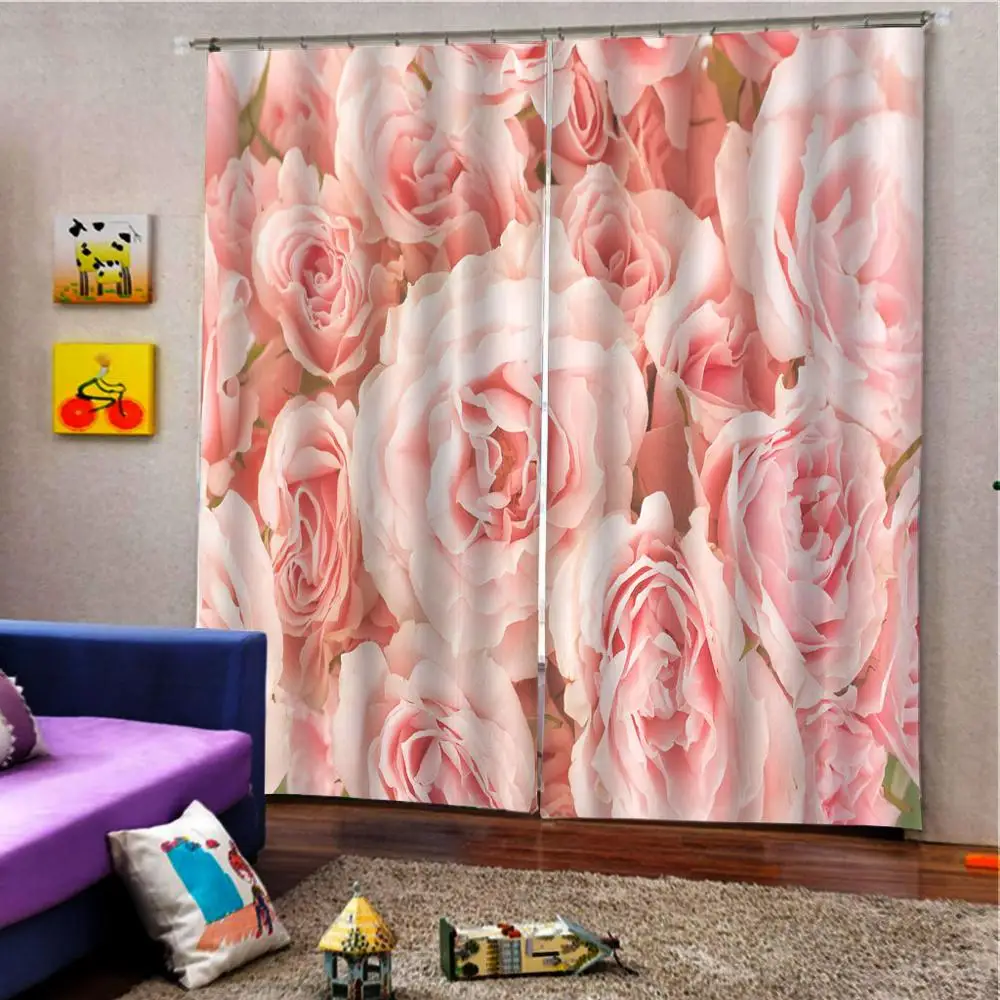 Романтические занавески в виде роз для гостиной спальни свадебной комнаты 3D