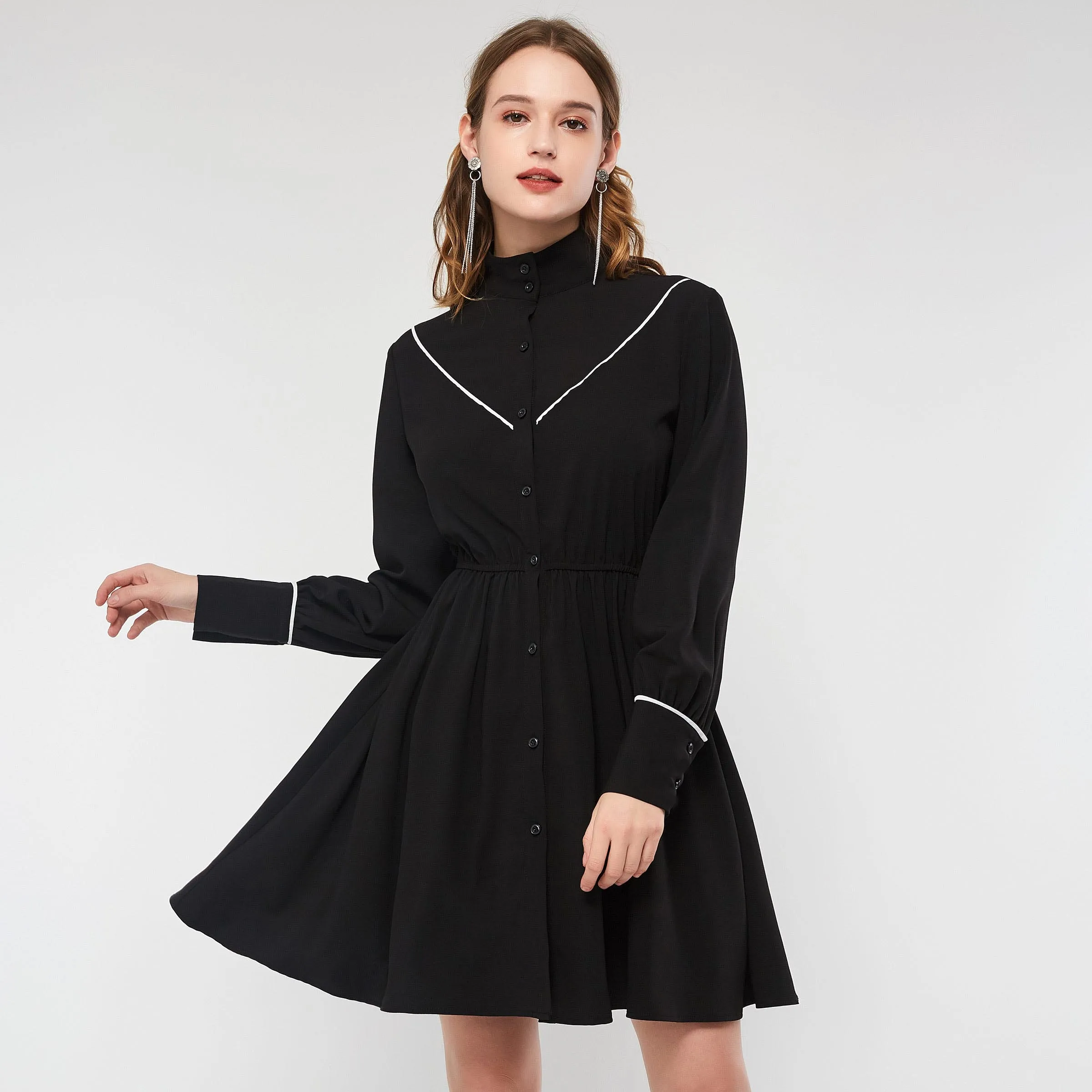 Повседневное винтажное мини платье женское элегантное ТРАПЕЦИЕВИДНОЕ модное