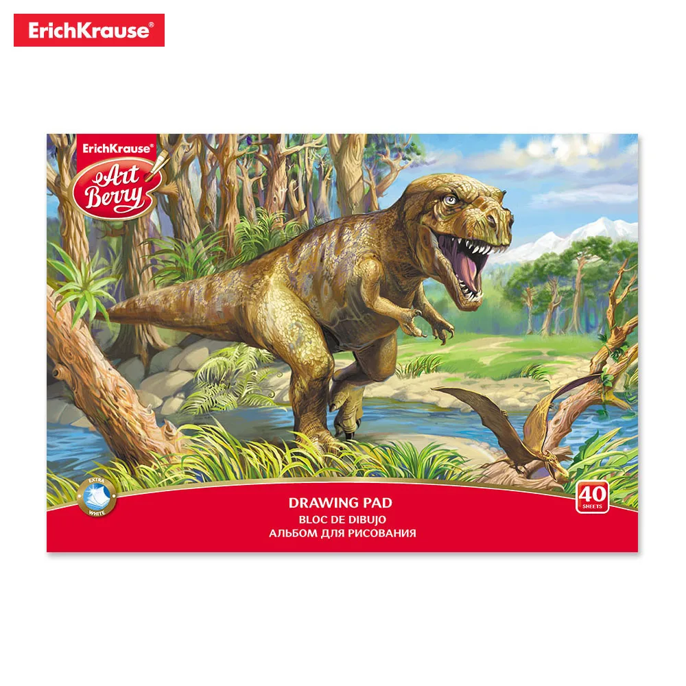 Альбом для рисования на клею ArtBerry Саванна Эра динозавров Экзотические птицы А4 40