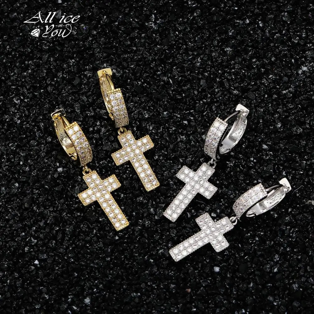 Серьги ALLICEONYOU в стиле хип хоп с фианитом высококачественные медные украшения