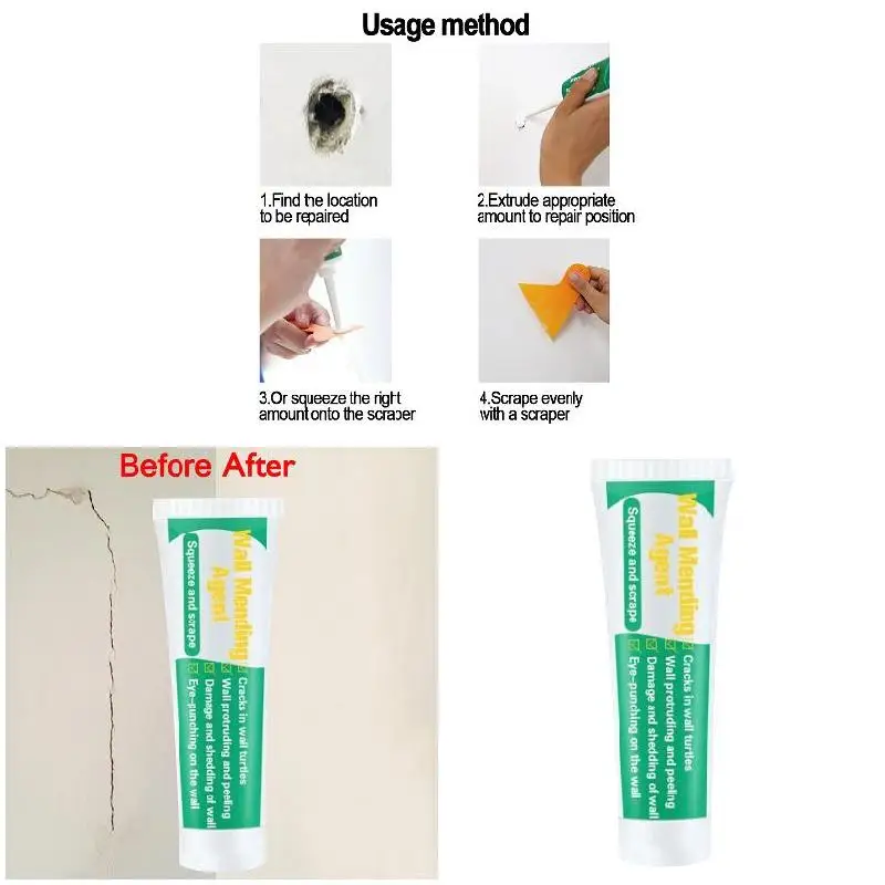 

Newly Wall Mending Agent Repair Cream Crack Nail Repairing Quick Drying for Home Kitchen CLA88