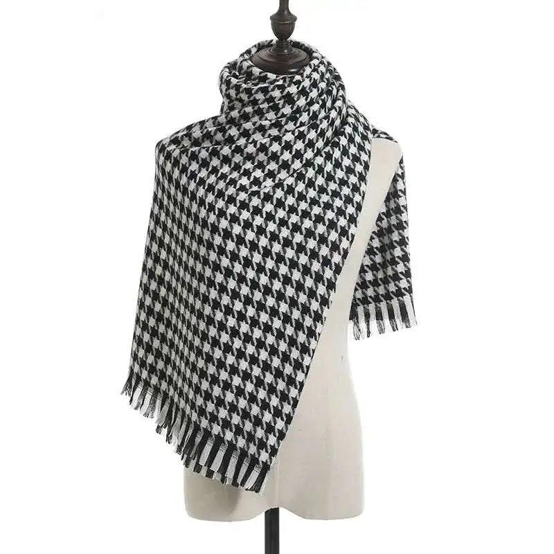 

Ladies' scarf imitation cashmere shawl autumn and winter black and white plaid scarf warm scarf