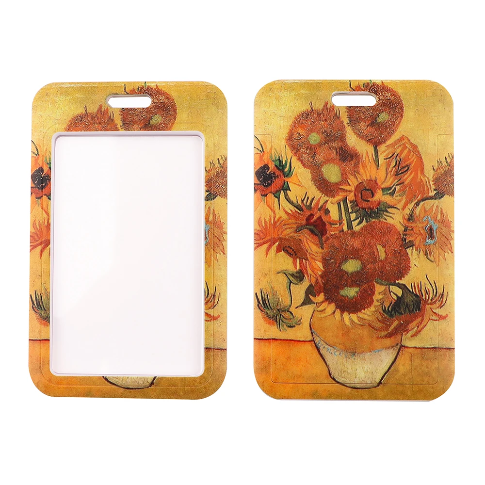 ER1606 Van Gogh подсолнухи картины ремешки ID бейдж держатель автобуса проезд чехол