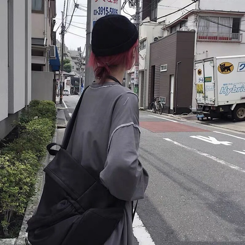 Футболка мужская с длинными рукавами винтажная свободная уличная одежда в стиле