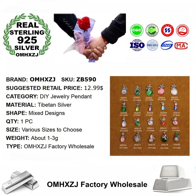 OMHXZJ Wholesale ZB590 DIY Jewelry Making Accessories Findings Components Bracelet Necklace Tibetan Silver Fine Pendant Charm | Украшения и