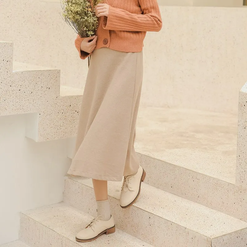 

Casual Solid Color High Waist Woolen Skirt Female Korean Kawaii Cute Women's Skirts Japanese Harajuku Ulzzang Clothing For Women