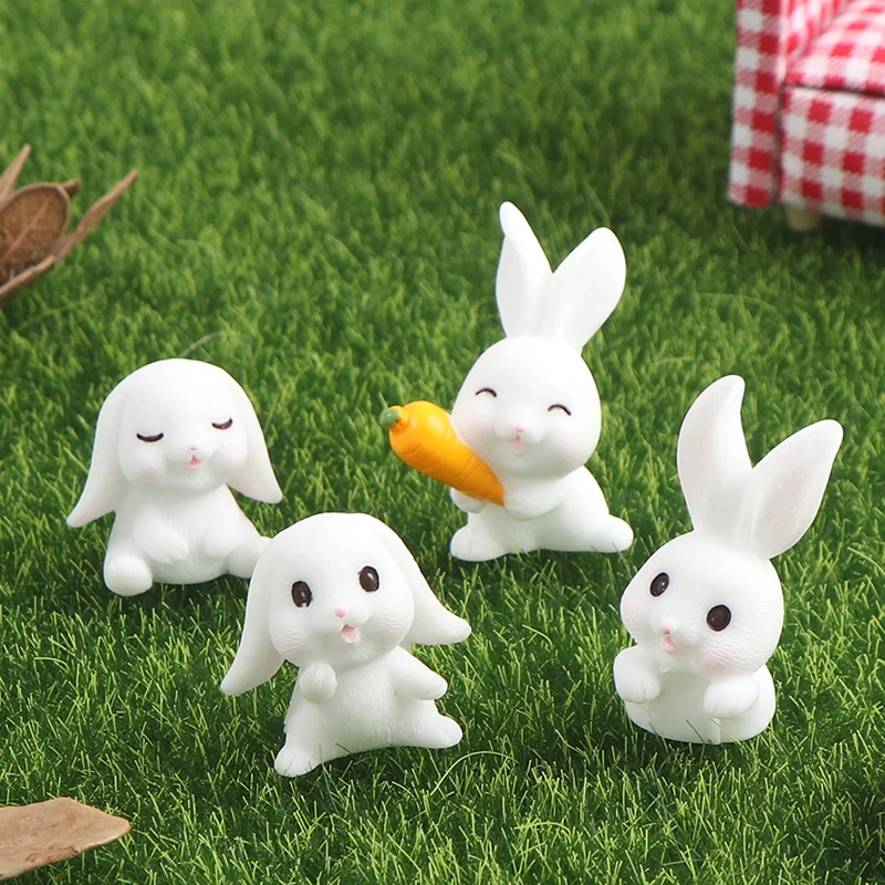 

4 шт./компл. Kawaii Пасхальный кролик морковка Миниатюрная модель садовый декор Мини кролик Фотофон