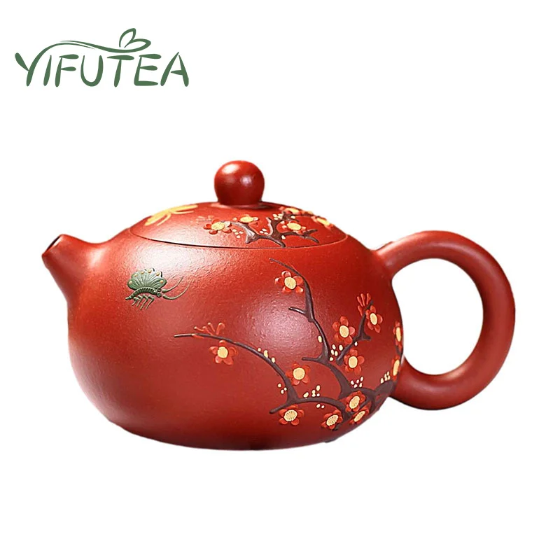 

Чайник Yixing Zisha Xishi, ручная работа, сырая руда Dahongpao, Бабочка, любовь, цветок Xishi, чайник, китайские аксессуары