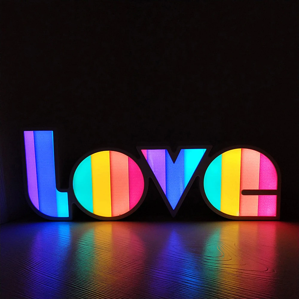 

Box Lamp LOVE Nightlight Light Up Love Sign Decor Light Bedroom 5V Rainbow Color For Wedding/Birthday Party LED Letter Lights