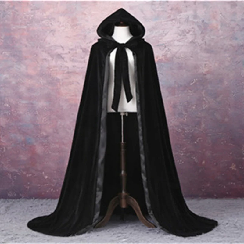 High Quality Soft Velvet Cloak Outdoor Halloween Hooded Fur Autumn Fashion Coat Cape Wedding Shawl cloak | Свадьбы и торжества
