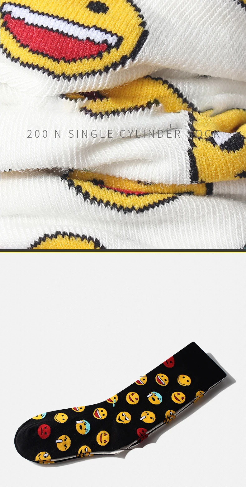 

2021 Fashion Fall Women Socks Cotton Bag Ladies Sports Stockings Cartoon Emoticons Printed Casual Cute School Girls Street Socks