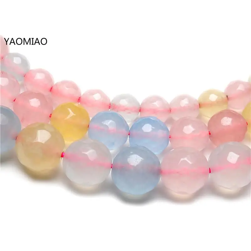 Розовый Халцедон натуральный камень круглые бусины граненные камни для плетения