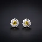 Женские серьги-гвоздики из серебра 2020 пробы, в виде желтого подсолнуха