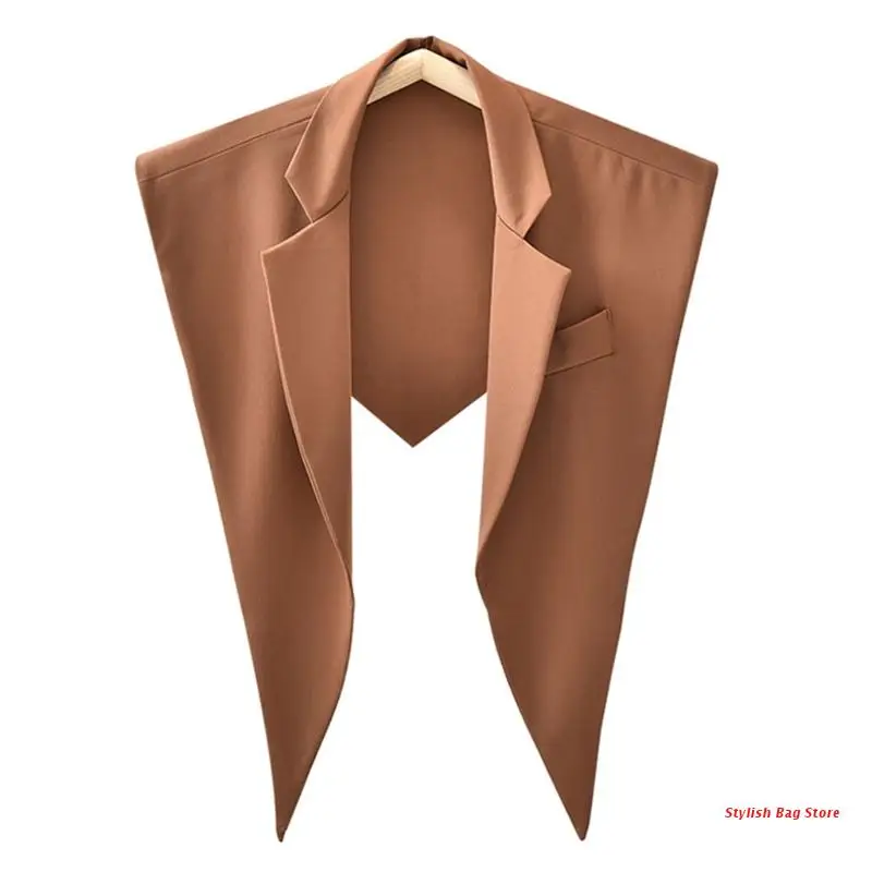 

Women Triangle Scarf Shawl Office Lady Lapel Solid Color Fake Collar Necklace