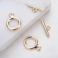6pcs 24k gold color plated brass round bracelet o toggle clasps high quality diy jewelry accessorie
