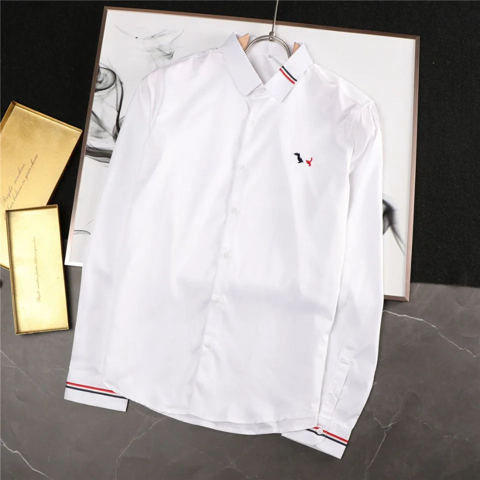 

Новинка 2020, осенняя брендовая Классическая рубашка, мужские весенние рубашки в клетку с длинным рукавом, приталенная рубашка, мужские повсе...