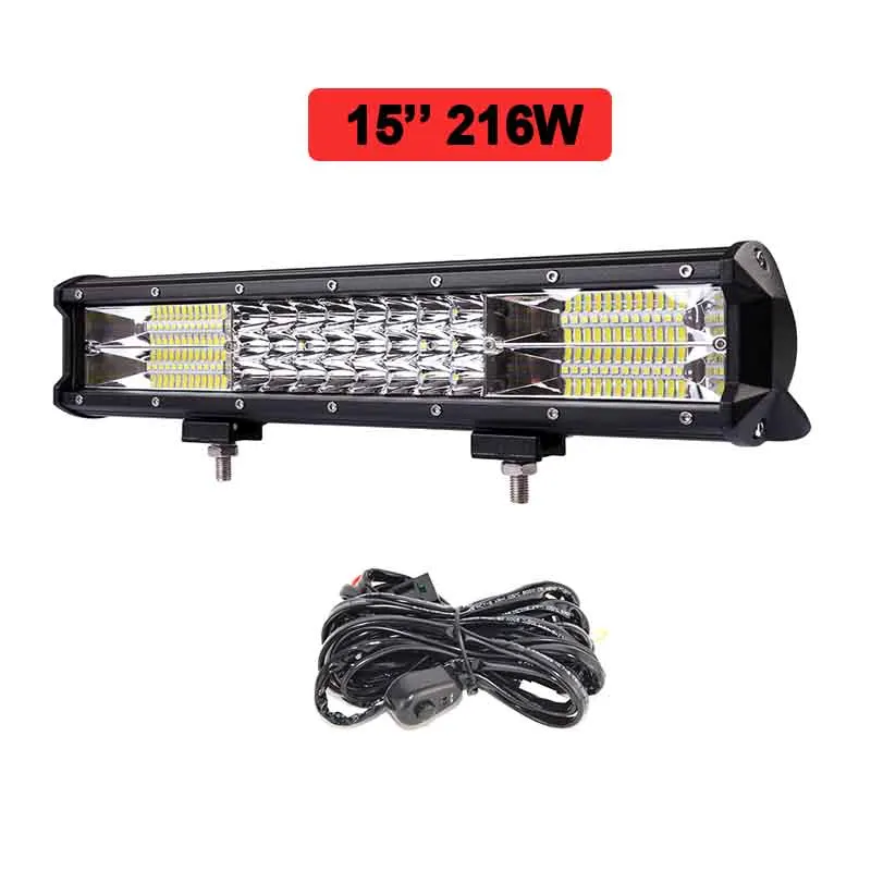 216w with wire kit 1" 17" 20''2" 28" 3" 7D светодиодный светильник Бар Offroad 288 Вт 324 комбо луч светодиодный фар дальнего света 12v 24v для грузовиков, внедорожников, квадроциклов, наводненных 4WD 4x4 - Цвет: 216w with wire kit