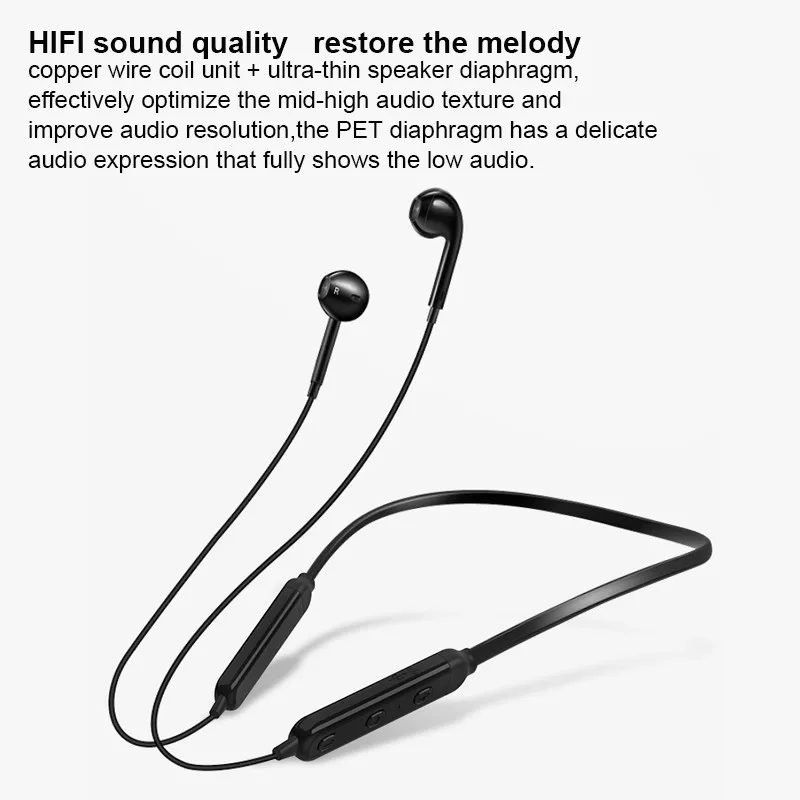 

Bluetooth Neckband Earphones Hands Free Earphone Volume Control Song Switch 250MAh Long Play Time With Microphone Package Box